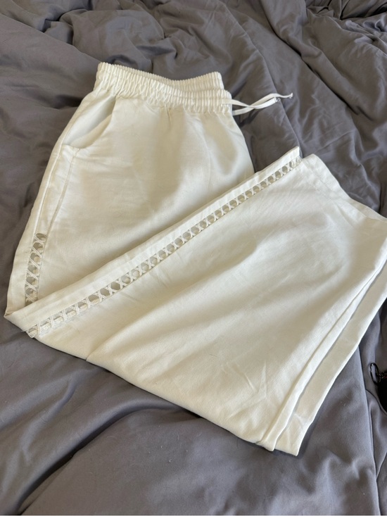 Denim - Women Elastic Waist Casual Pants - White